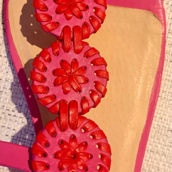 Jack Rogers Whip Stitch Medallion Sandals Pink Red Size 9.5 M EUC - Picture 4 of 10